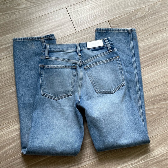 Redone 90s High Rise Loose Medium Destroyed Blue Wash Sz 24 100% Cotton EUC - Picture 3 of 13